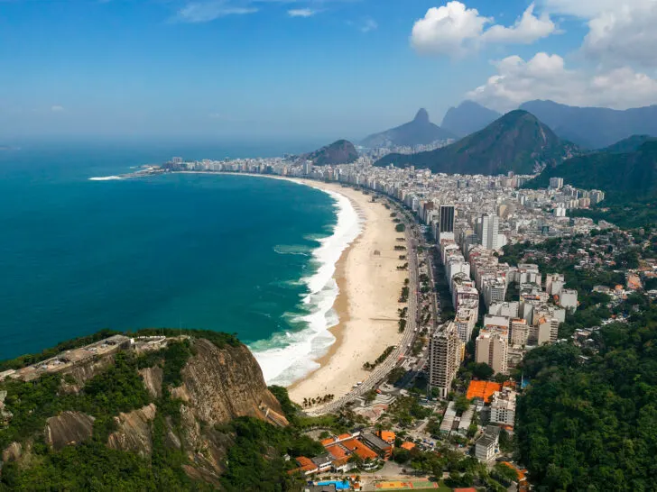 countries to visit in February Brazil coastline and mountains with city
