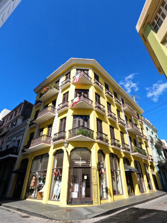 yellow four story building old San Juan Puerto Rico walking tour