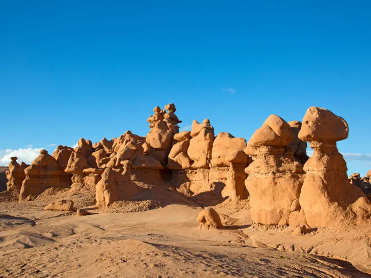 cool rock formations in Goblin Valley State Park near Moab Utah