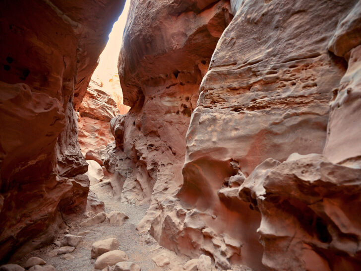view of slot canyon with orange walls best activities near Moab