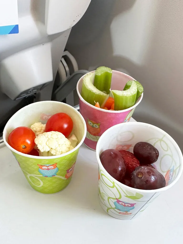 tips for flying with kids fruit and veggies in little cups