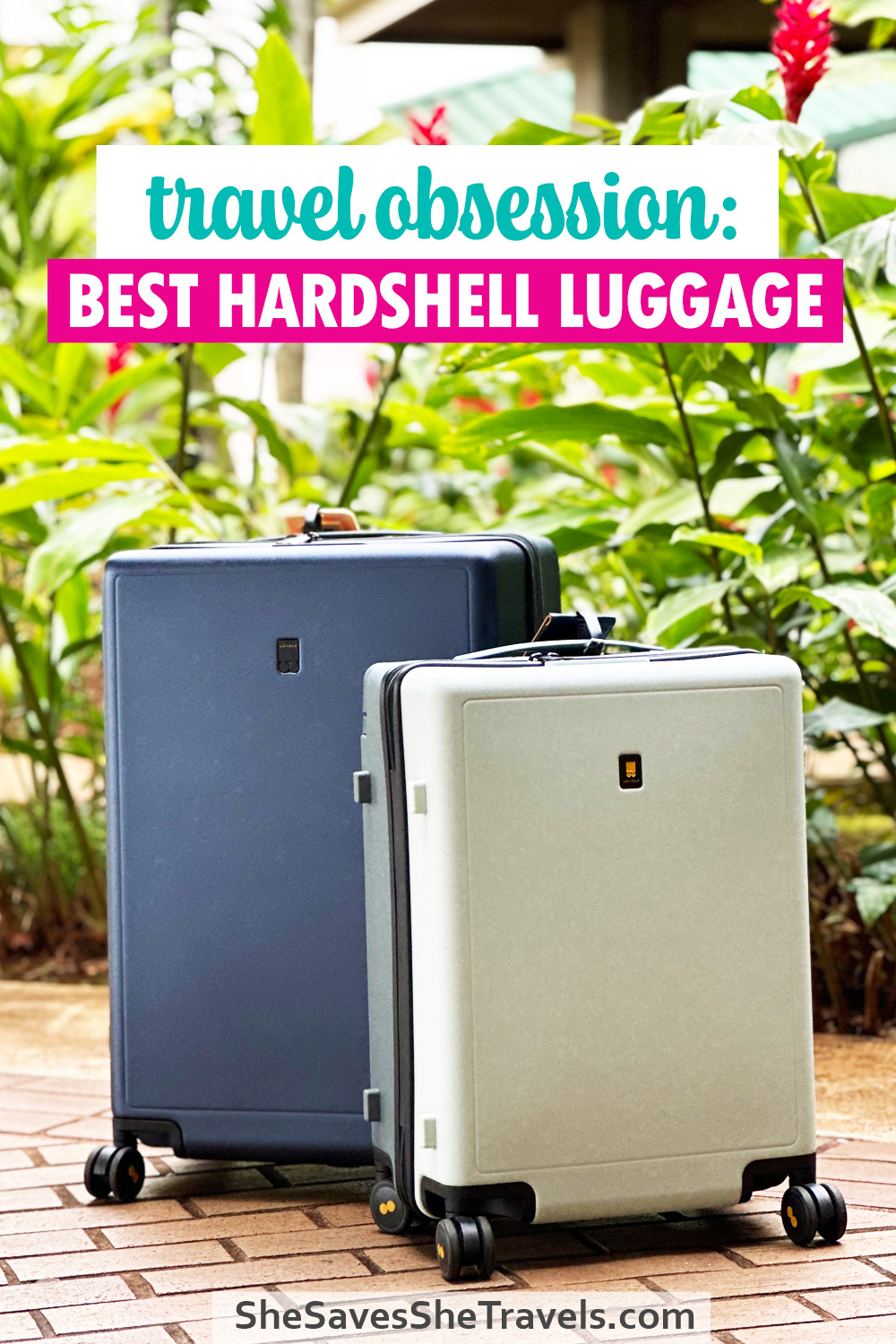 two level8 suitcases with text that reads travel obsession: best hardshell luggage
