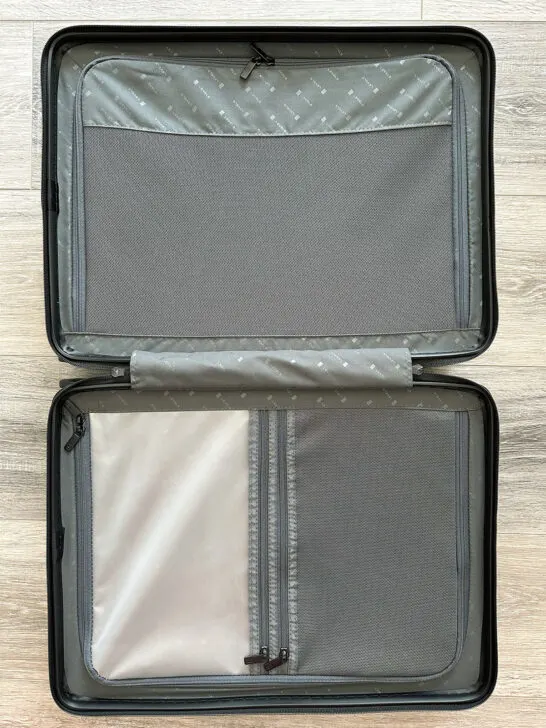 level8 luggage review view of open suitcase with organized interior