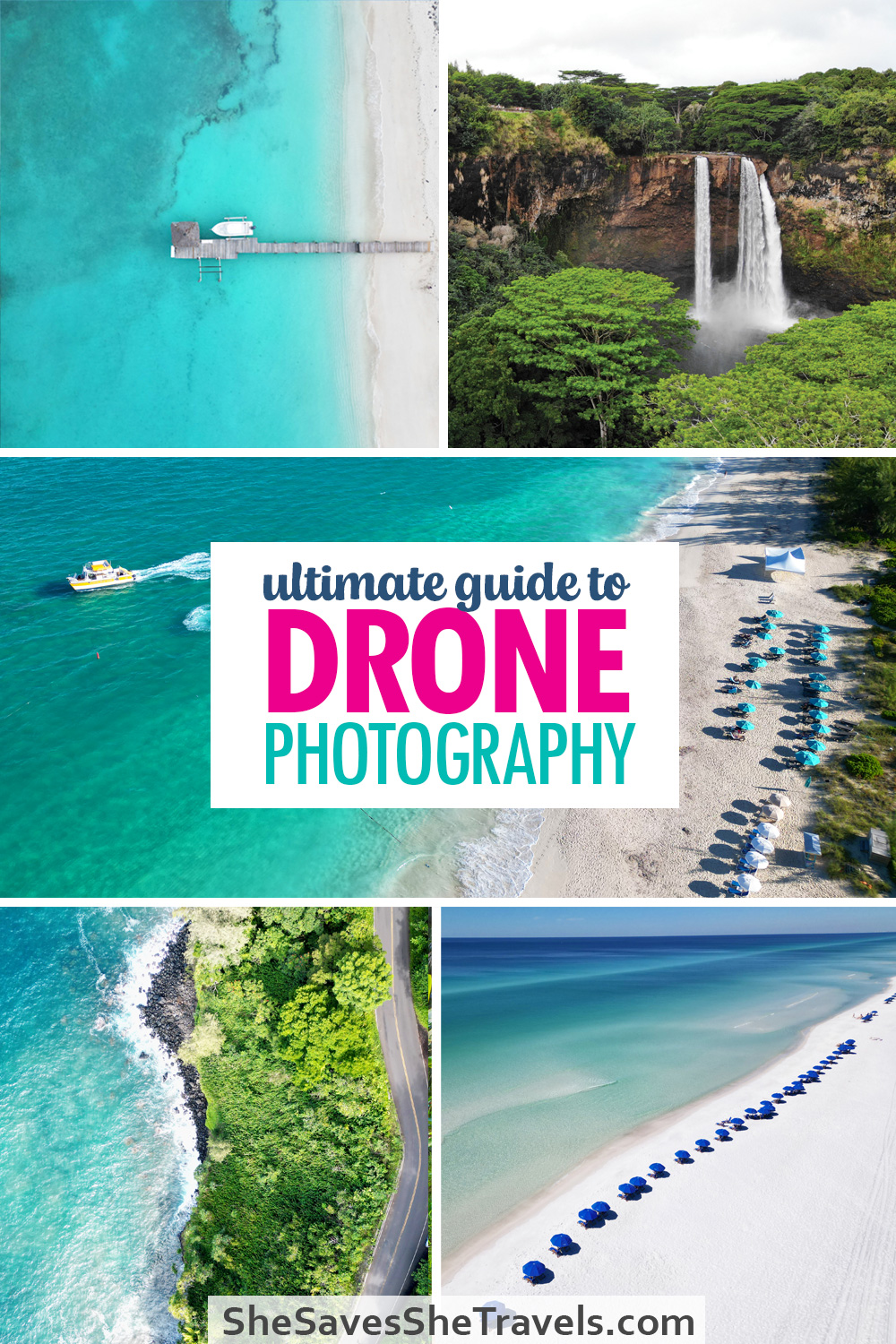 landscape drone photography images with the text that says ultimate guide to drone photography