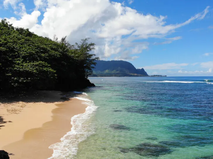 aerial photos of kauai view of beach and ocean with land in distance