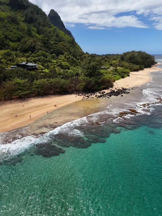 amazing drone photos of Hawaii view of water and beach with coast