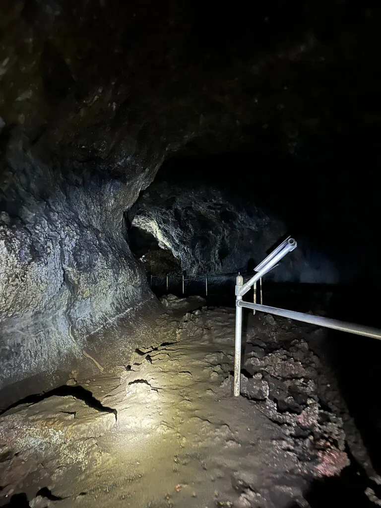 black walls inside the underground cave in the Hana lava tube