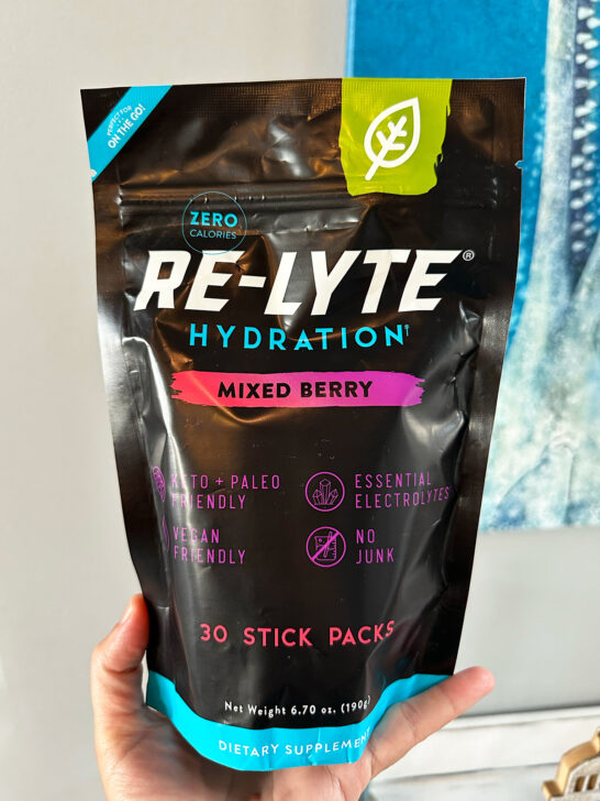 hand holding packet of re-lyte hydration