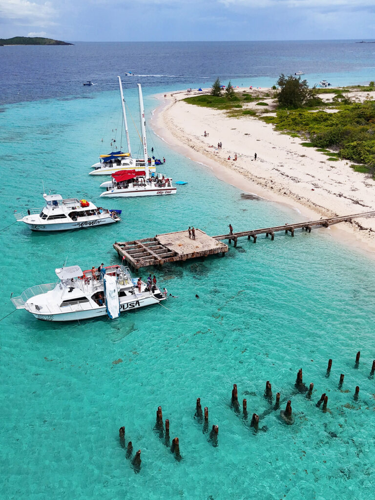 boats and docks on island