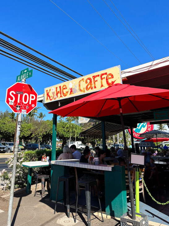 view of restaurant front with sign that says Kihei caffe