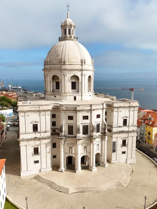 what to see in Lisbon in 3 days view of white building with large dome and blue water beyond