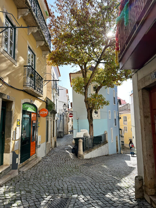 picturesque quiet street in Lisbon Portugal