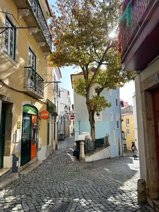 picturesque quiet street in Lisbon Portugal