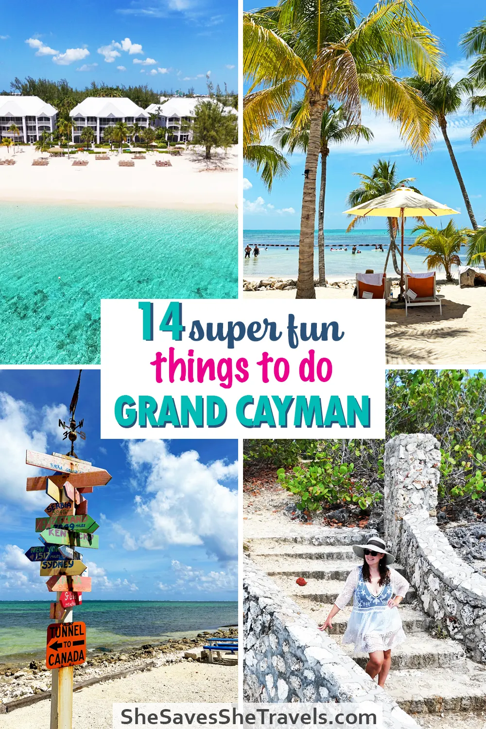 beach and island views with text that says 14 super fun things to do grand cayman
