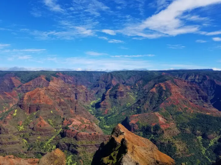 view of multicolored Waimea Canyon on sunny day