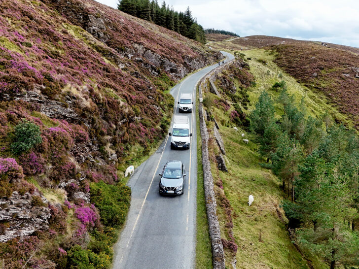 driving in Ireland for Americans single lane road with cars on mountainside